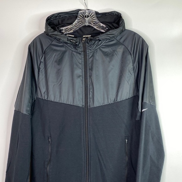 Nike Dri Fit Black Full Zip Hooded Running Jacket Size Small Men's - Picture 2 of 9